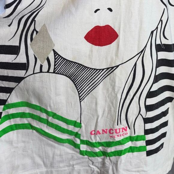 Vtg 1980s/90s Cancun t shirt XL woman sunglasses Neon Beach SIng Stitch Mariachi - Picture 3 of 10